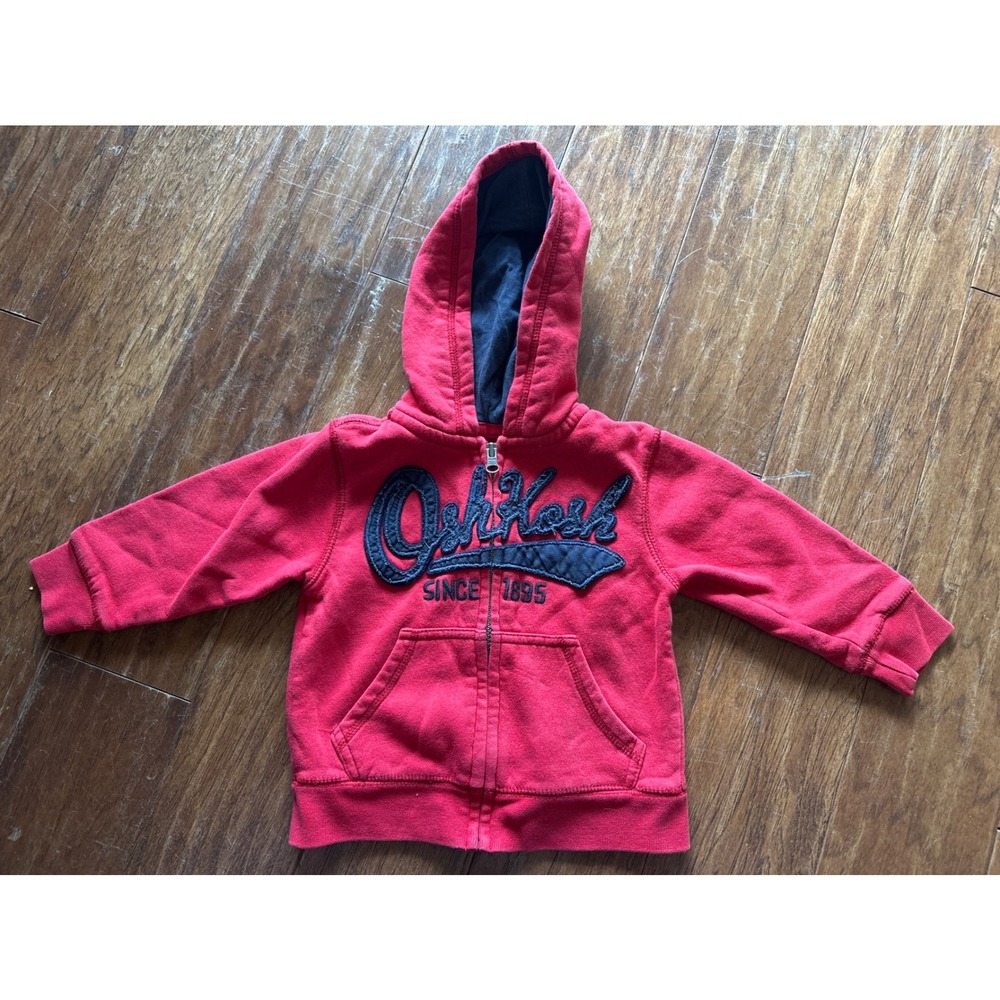 OshKosh‎ B'Gosh Toddler Red Full Zip Hoodie Since 1895 Applique 2T